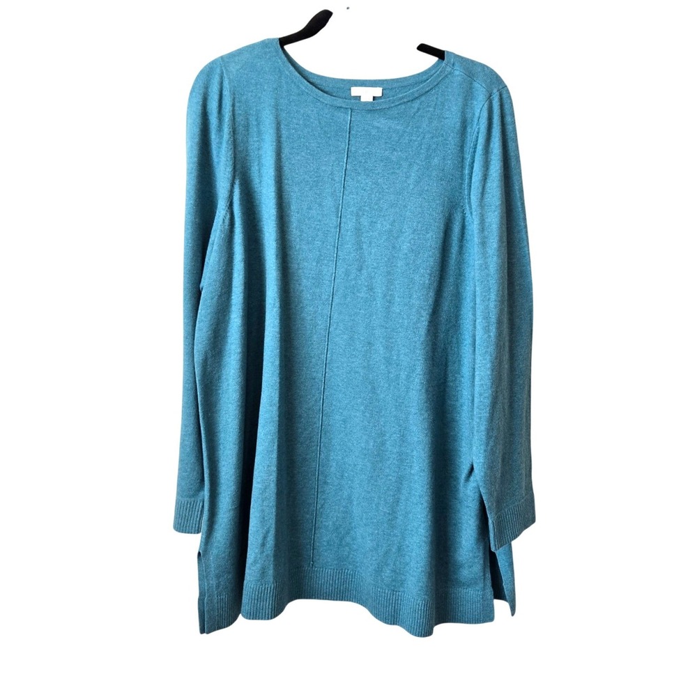 J. Jill Womens Teal Blue Cotton Blend Long Sleeve Tunic Sweater XL, Minimalist